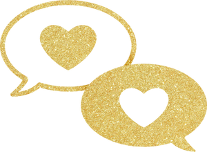 Static Gold Hearts in Speech Bubbles 