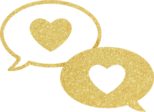 Static Gold Hearts in Speech Bubbles 